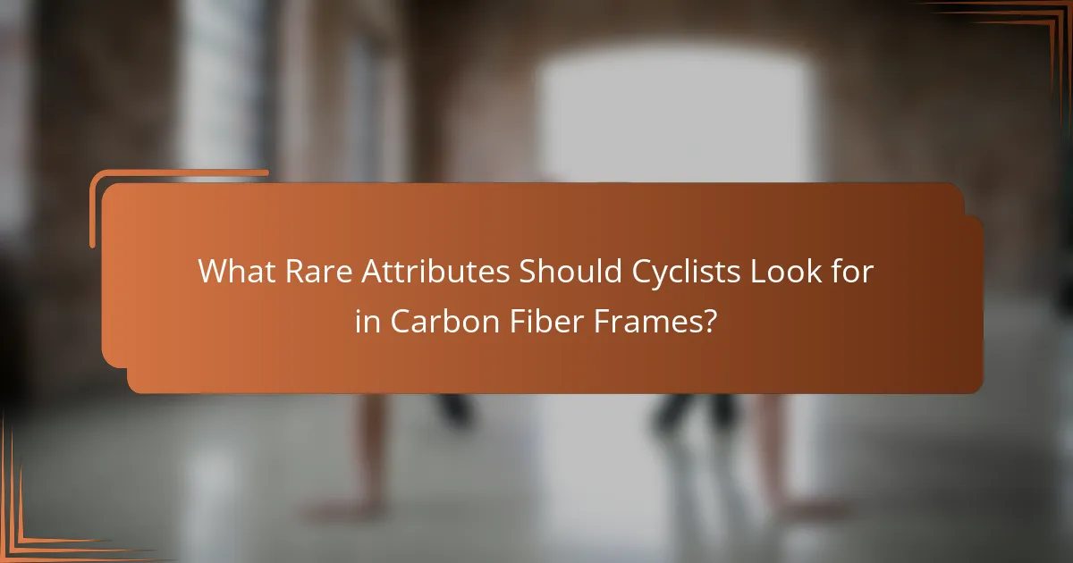 What Rare Attributes Should Cyclists Look for in Carbon Fiber Frames?